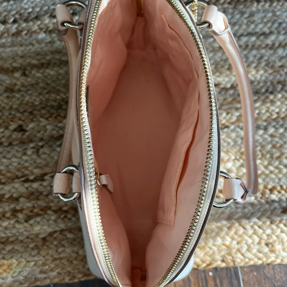 Coach Cora Domed Apricot/Chalk Leather Satchel - Picture 6 of 6